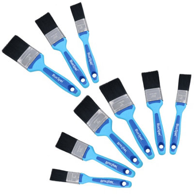 9 x Synthetic Paint Brush Painting + Decorating Brushes Rubber Grip