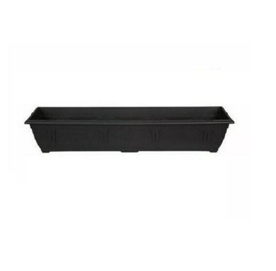 90 cm Rectangular Plastic Window Planter Plant Pot Outdoor Patio Garden Flower Growbag Boxes Black