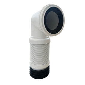 90 Degree White Flexible Pipe Waste Pipe Connector 4" (400mm-730mm), Durable Adjustable Flexible Pipe Pan Connector. FREE DELIVERY