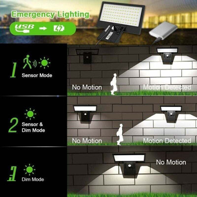 90 LED Solar Outdoor Security Light with 2600 mAh Battery, Motion ...