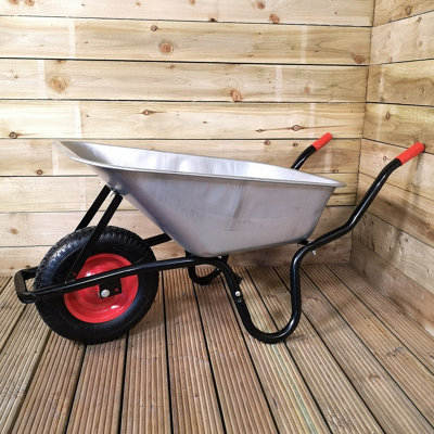 90 Litre 150kg Capacity Heavy Duty Galvanised Samuel Alexander Metal Garden Wheelbarrow with Pneumatic Tyre - 6