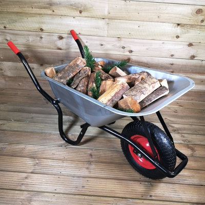 90 Litre 150kg Capacity Heavy Duty Galvanised Samuel Alexander Metal Garden Wheelbarrow with Pneumatic Tyre - 8