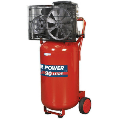 90 Litre Vertical Belt Drive Air Compressor - 3hp Motor - Quick Release ...