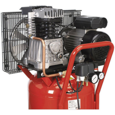 90 Litre Vertical Belt Drive Air Compressor - 3hp Motor - Quick Release ...