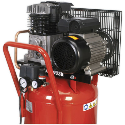 90 Litre Vertical Belt Drive Air Compressor - 3hp Motor - Quick Release ...