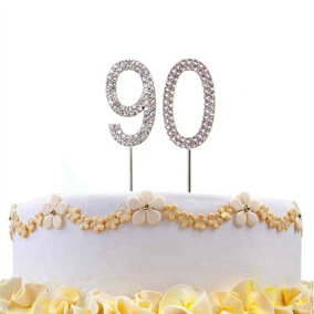 90  Silver Diamond Sparkley CakeTopper Number Year For Birthday Anniversary Party Decorations