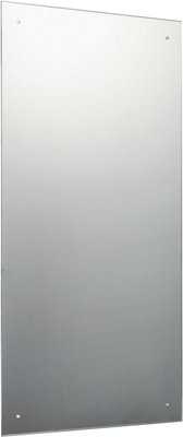 90 x 45cm Rectangle Frameless Bathroom Mirror with Pre-drilled Holes and Wall Hanging Fittings