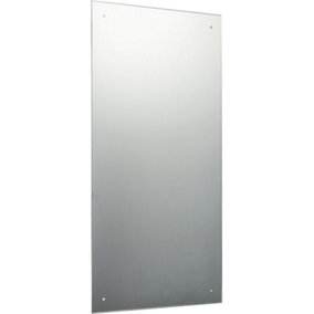 90 x 45cm Rectangle Frameless Bathroom Mirror with Pre-drilled Holes and Wall Hanging Fittings