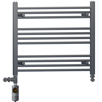 900 x 600 mm Anthracite Grey Dual Fuel Electric Radiator Bathroom Towel ...