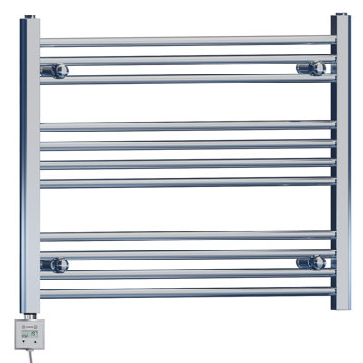 900 x 600 mm Chrome Electric Bathroom Heated Towel Rail Thermostatic ...