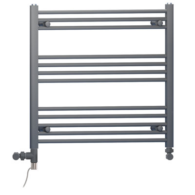900 x 700 mm Anthracite Grey Dual Fuel Electric Radiator Bathroom Towel Rail Radiator With Standard Electric Element