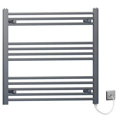 900 x 700mm Anthracite Grey Flat Electric Pre-Filled Heated Towel Rail Radiator For Bathroom Designer Standard Element