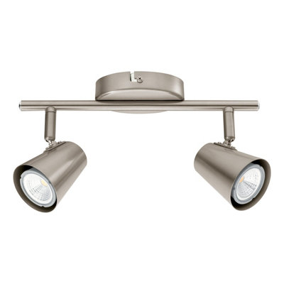 Eglo Travale Matt Nickel 2 Bulb Ceiling Spotlight Gu10 Led Three Step Dimmable Warm White from B&Q