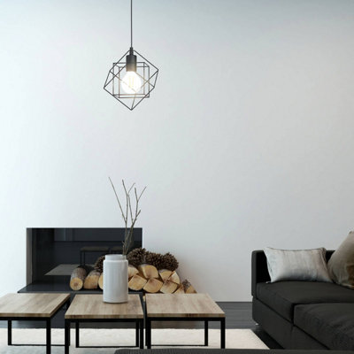 B&Q -  Straiton Black Steel Modern Geometric Pendant Light