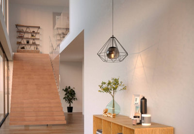 B&Q -  Vernham Black Smoked Glass Pendant Light