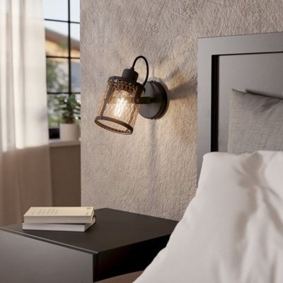 Eglo Dellow Steel Lattice Style Adjustable Wall Or Ceiling Spotlight Black