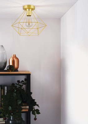 Eglo Light Tarbes Brushed Brass Metal Geometric Flush Ceiling Fixture (D) 32.5Cm