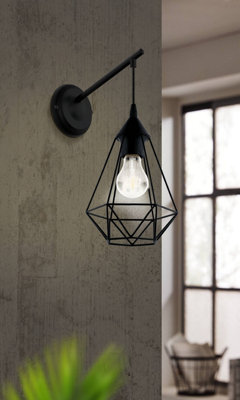 B&Q -  Tarbes Black Steel Retro Wall LightIndustrial Geometric Design (D) 27.5Cm