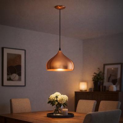 Eglo Light Hapton Copper Metal Pendant (D) 29Cm Size 1