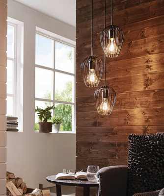 B&Q -  Newtown Black Metal 3 Light Ceiling Fitting(D) 38Cm