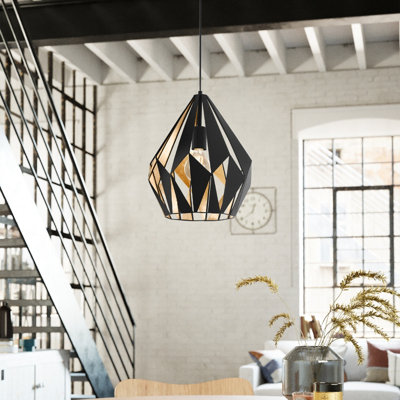 B&Q -  Single Pendant Light E27 Black Gold Carlton 1 (21)