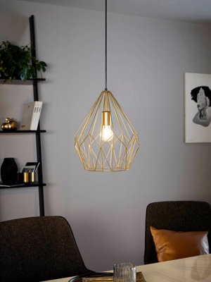 Eglo Carlton Metal 1 Ceiling Pendant, (D) 31Cm Gold/Light