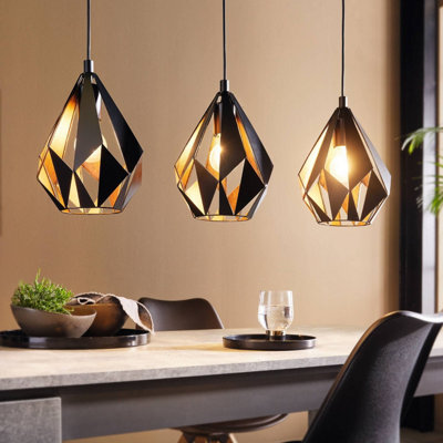 B&Q -  Carlton 1 Vintage Industrial 3 Pendant Light Wbs