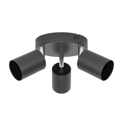 B&Q -  Basic Reciso-E Black Steel Eco-Friendly 3-Light Spotlight