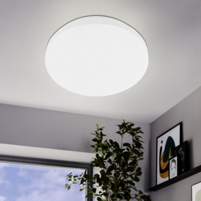 B&Q -  Basic Pogliola-E Ceiling Or Wall Light310mm1900 Lumen Cool WhiteSlim White Steel Design