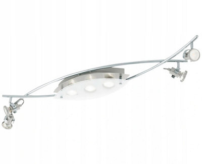 Eglo Tukon Chrome And Matt Nickel Led 7 Bulb Ceiling Spotlight Bar Gu10 Adjustable from B&Q
