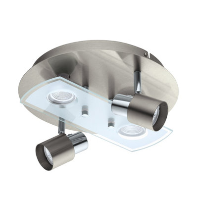 Eglo Pawedo Matt Nickel 4 Bulb Ceiling Spotlight Gu10 Three Stage Dimmable Warm White 3000K from B&Q