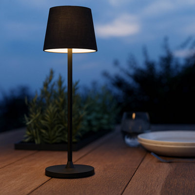 Eglo Leonero Steel And Fabric Portable Touch-Dimmer Led Tuneable White Table LampBlack from B&Q