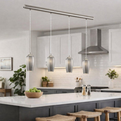 Pagazzi Lighting Pagazzi Stephie 4 Light Ceiling Light Bar Satin Nickel from B&Q