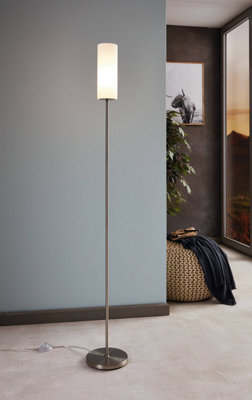 Eglo Troy 3 And Satin Nickel Glass And Metal Floor Lamp, (D) 10.5Cm White