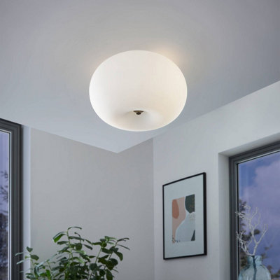 B&Q -  Optica Matt-Opal Glass Flush Ceiling Light