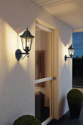 Eglo Navedo Black And Clear Metal And Glass Ip44 Outdoor Wall Light(D) 20Cm from B&Q