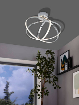 B&Q -  Selvina Chrome Metal Integrated Led Flush Ceiling Fitting70Cm L