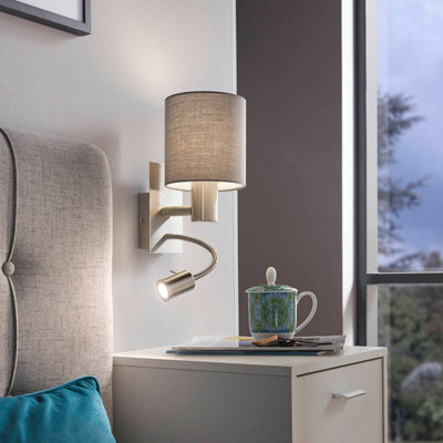 Eglo Unisex Silver Pasteri Steel & Fabric Wall Or Reading Light In - Image 13