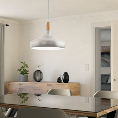 Eglo Light Sabinar Steel/ Wood Pendant (D) 40Cm