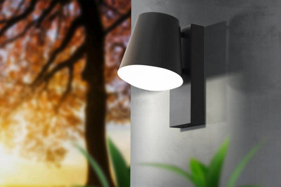 Eglo Black/Light Caldiero Metal Ip44 Outdoor Wall (D) 14Cm