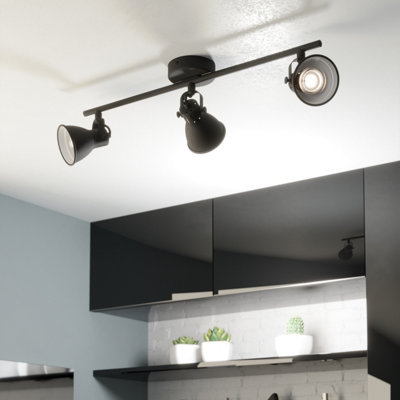 B&Q -  Seras 2 Black Steel 3 Light Spot