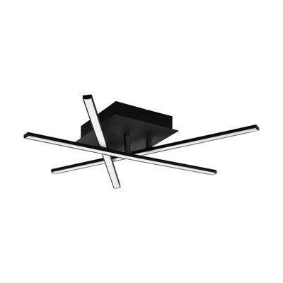 B&Q -  Lasana 3 Black Metal 3-Light Integrated Led Flush Light (D) 50Cm