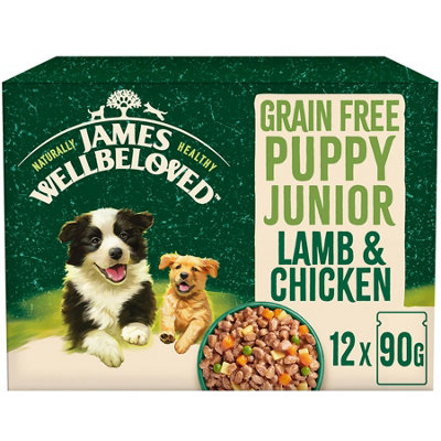 James Wellbeloved Grain Free Puppy Lamb And Chicken Gravy Pouch 12X90g