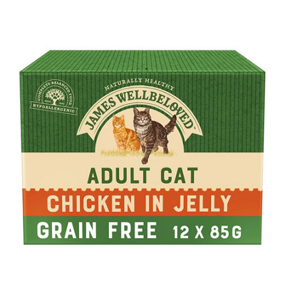 James Wellbeloved Adult Cat Grain Free Pouches Chicken In Jelly 12X85G from B&Q