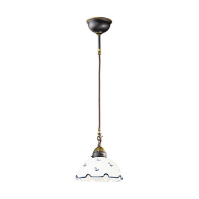 Luminosa Lighting Luminosa Nonna Cottage Style Glass Dome Pendant Light Matt Antique Brass1X E27 from B&Q