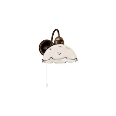 Luminosa Lighting Luminosa Nonna Cottage Style Glass Wall Light Matt Antique Brass1X E27 from B&Q