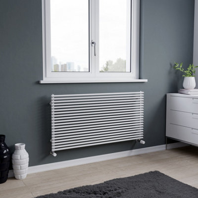 Agadon Aurora Horizontal Designer Radiator 600 X 1200 mm White3481 Btu10 Years Guarantee from B&Q