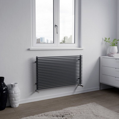 Agadon Aurora Horizontal Designer Radiator 600 X 1000 mm Anthracite2870 Btu10 Years Guarantee from B&Q