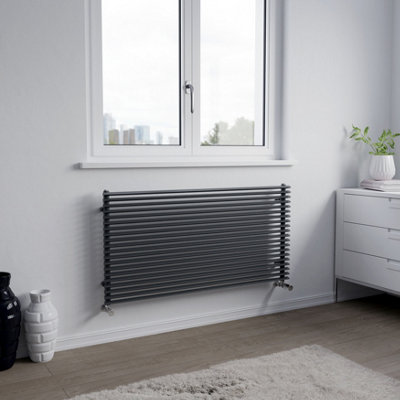 Agadon Aurora Horizontal Designer Radiator 600 X 1200 mm Anthracite3481 Btu10 Years Guarantee from B&Q