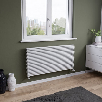 Agadon Aurora Duplex Horizontal Designer Radiator 600 X 1200 mm White5413 Btu10 Years Guarantee from B&Q